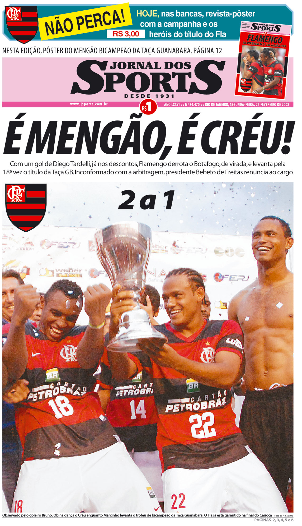 Jornal dos Sports (Flamengo Campeão da Taça Guanabara de 2008)