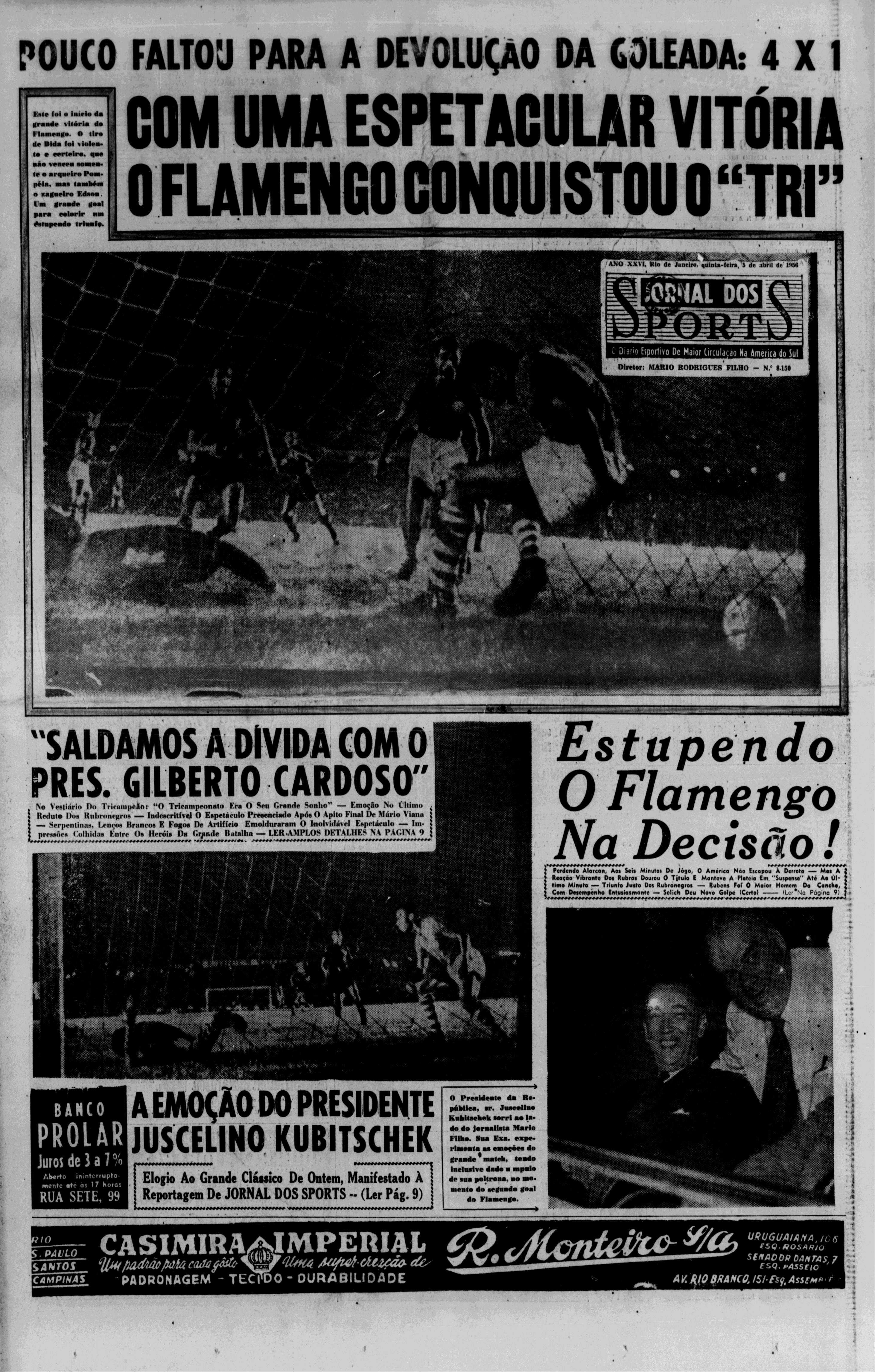 Jornal dos Sports (Flamengo Campeão Carioca 1955)
