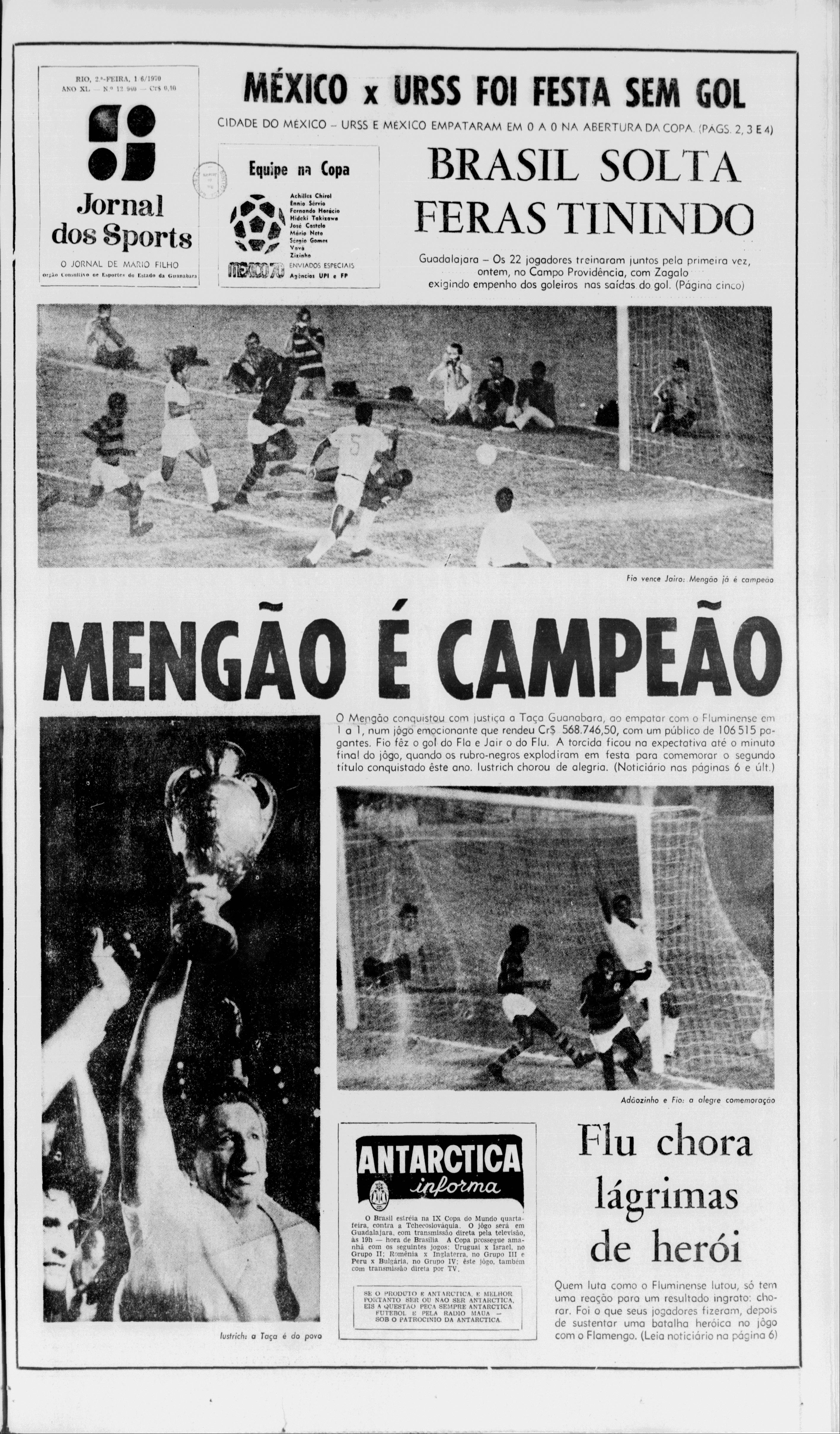 Jornal dos Sports (Flamengo Campeão Taça Guanabara 1970)