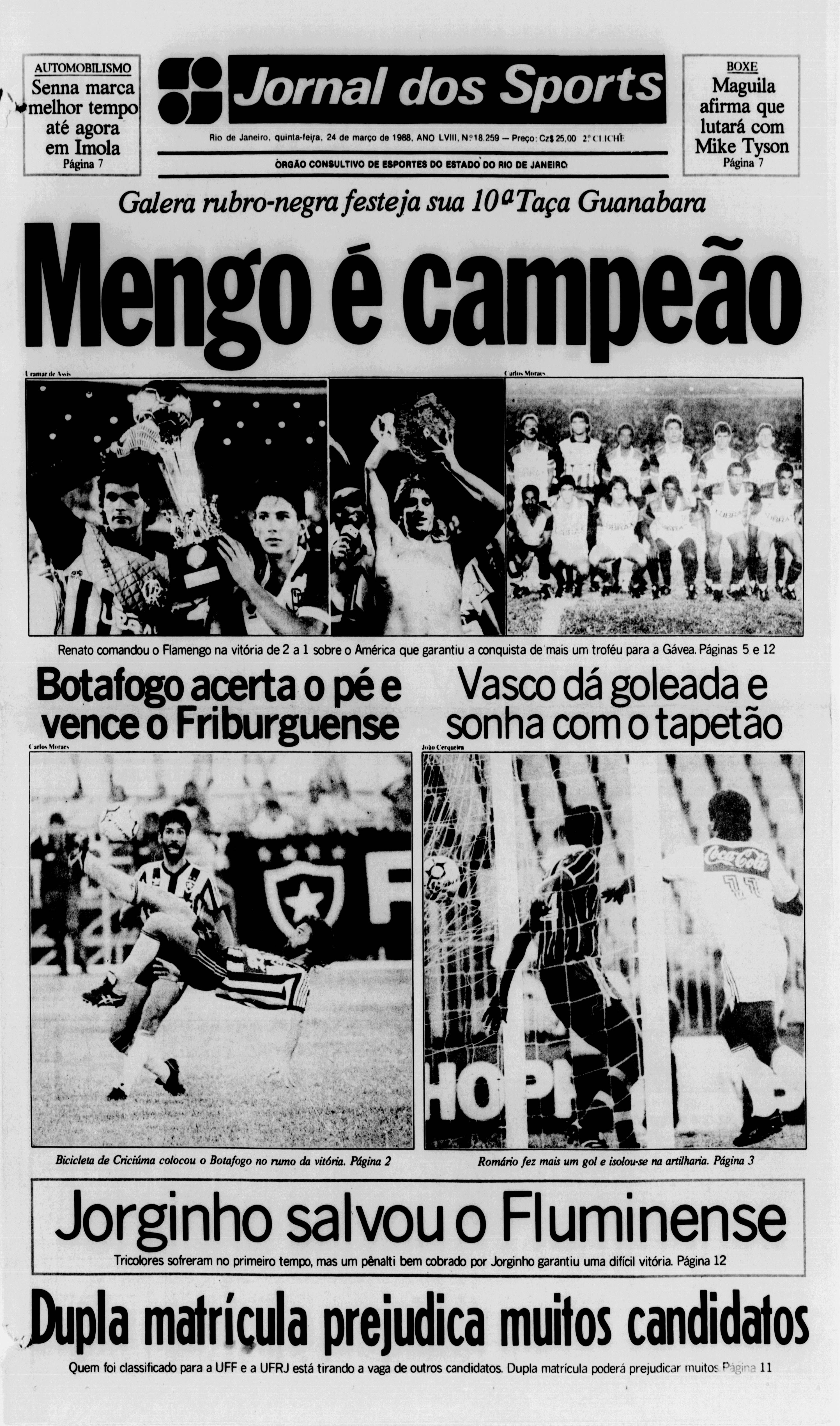 Jornal dos Sports (Flamengo Campeão Taça Guanabara 1988)