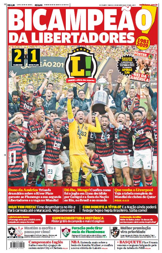 Jornal LANCE (Flamengo Campeão Taça Libertadores da América 2019)