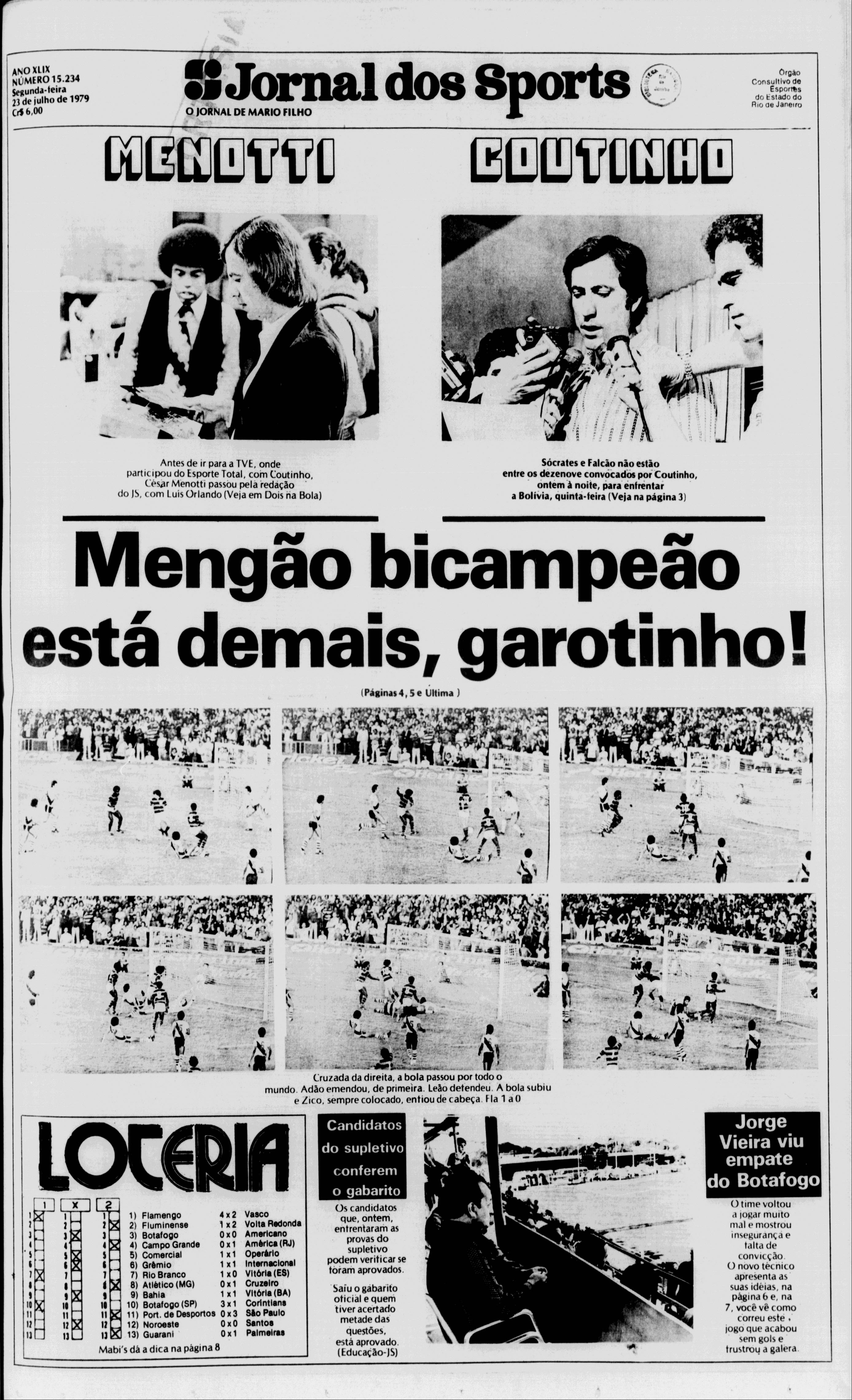 Jornal dos Sports (Flamengo Campeão Taça Guanabara 1979)