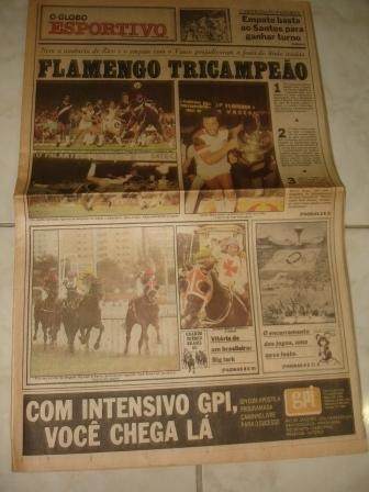 Jornal O Globo (Flamengo TRI-Campeão da Taça Guanabara de 1980)